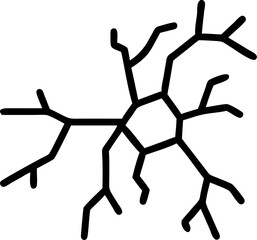 Frozen lake with intricate cracks and ice patterns isolated on white background isolated on transparent background