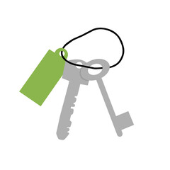 Key chain illustration. House or hotel key illustration. Key illustration. Key flat design 