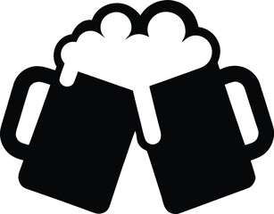 Two Beer Mugs Clinking Together silhouette icon