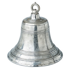 Antique silver bell with hanging loop isolated on a transparent background metal object