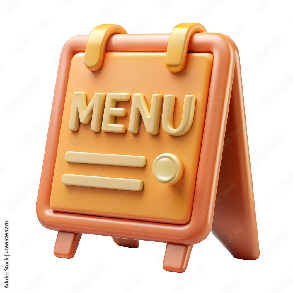 Poster 3d menu signboard with rounded edges and textured surface transparent background
