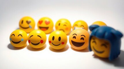 Obraz premium Diverse emoji expressions capturing joy, love, and various emotions for digital communication projects