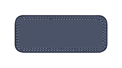 Dark blue rectangle with rounded corners and a stitched border on a white background illustration