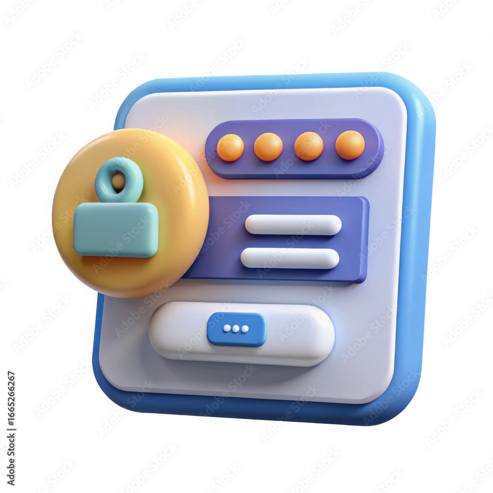 Aufkleber 3d security padlock icon with digital interface isolated on transparent background