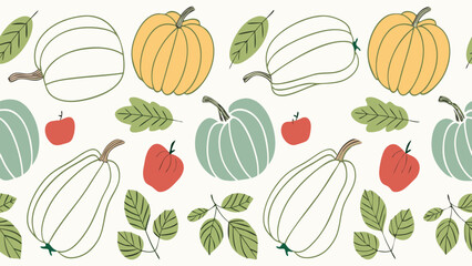 Autumn Harvest Pumpkins Apples Pears Pattern – Modern Fall Seamless Design