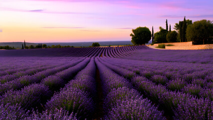 Obraz premium Lavender Field at Sunset