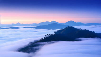 Naklejka premium Foggy Mountain Landscape