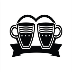 Coffee Cup Pair Doodle Logo Icon Silhouette Vector