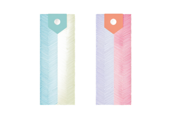 Colorful patterned bookmarks isolated on white transparent background