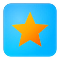 Obraz premium Bright orange star icon on a blue rounded square, perfect for app design, user interface elements, or brand recognition, a symbol of excellence