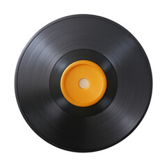 3d vintage vinyl record with orange label