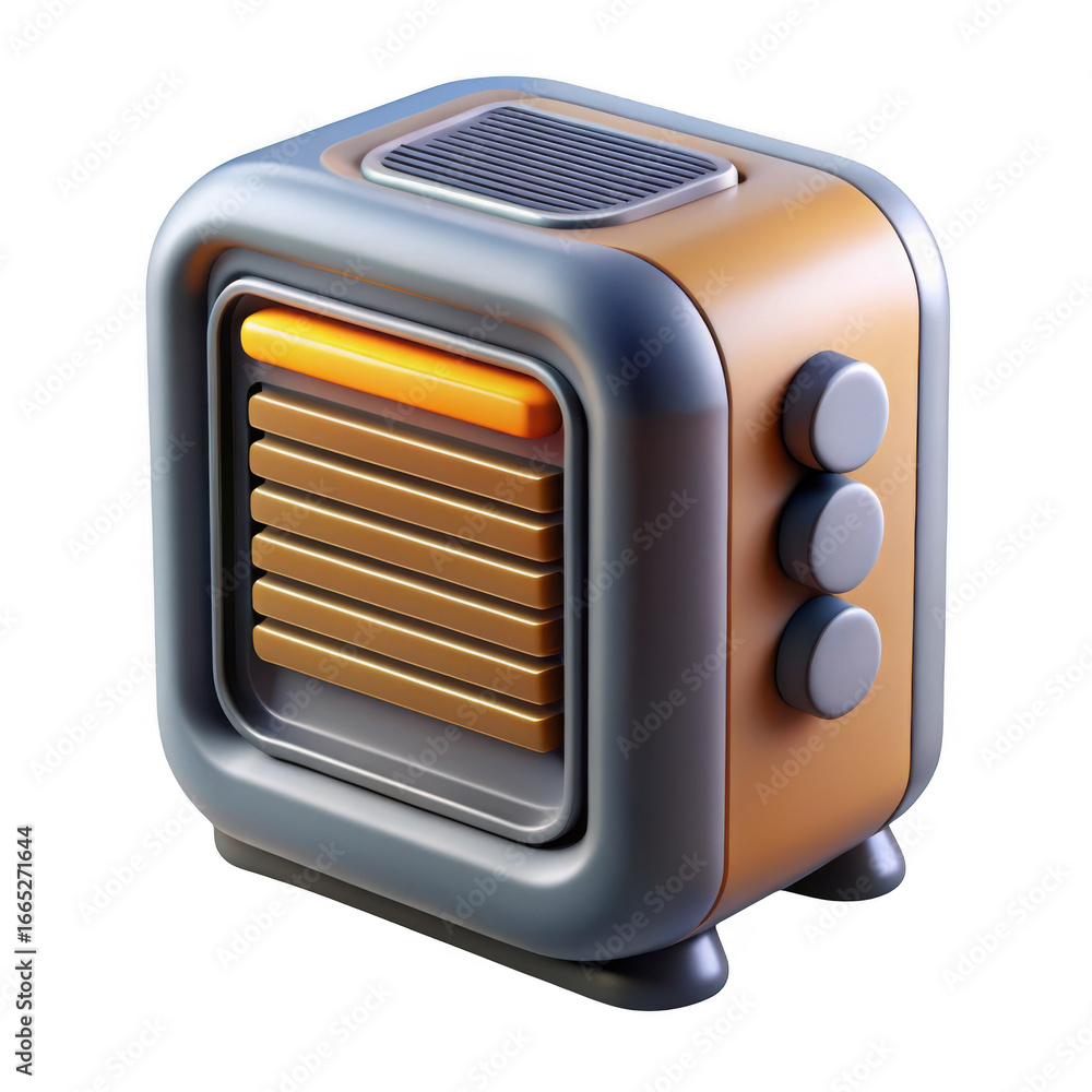 Aufkleber 3d retro space heater with glowing element isolated on transparent background