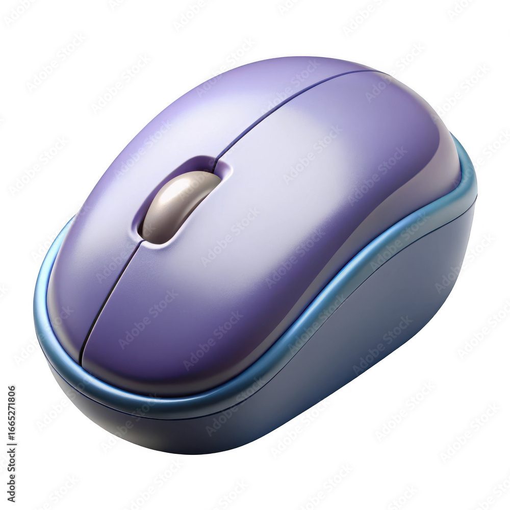 Poster 3d purple computer mouse isolated on transparent background