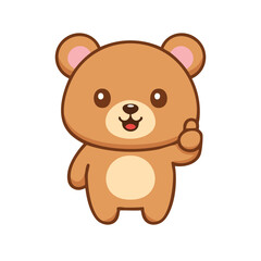 A friendly cartoon teddy bear giving a thumbs-up sign and full of joy. This cute bear radiates positivity