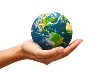 hand and globe icon vector