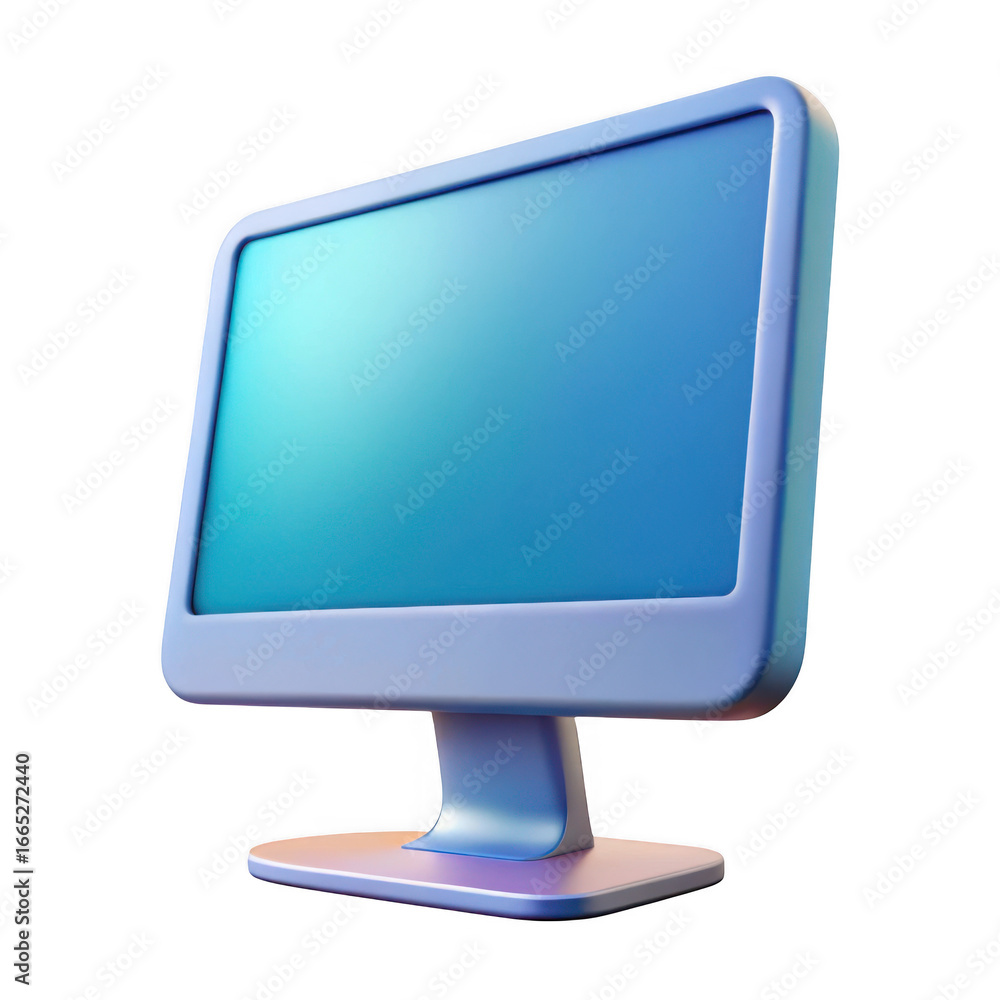 Poster 3d retro computer monitor isolated on transparent background