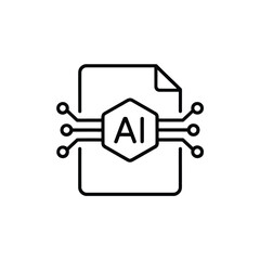 Artificial intelligence document icon with circuitry connections