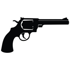 Black silhouette of a classic revolver handgun pistol