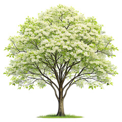 Obraz premium Flowering dogwood tree with white blossoms on transparent background for graphics use