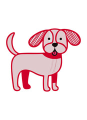 dog animation line vector illustration white background
