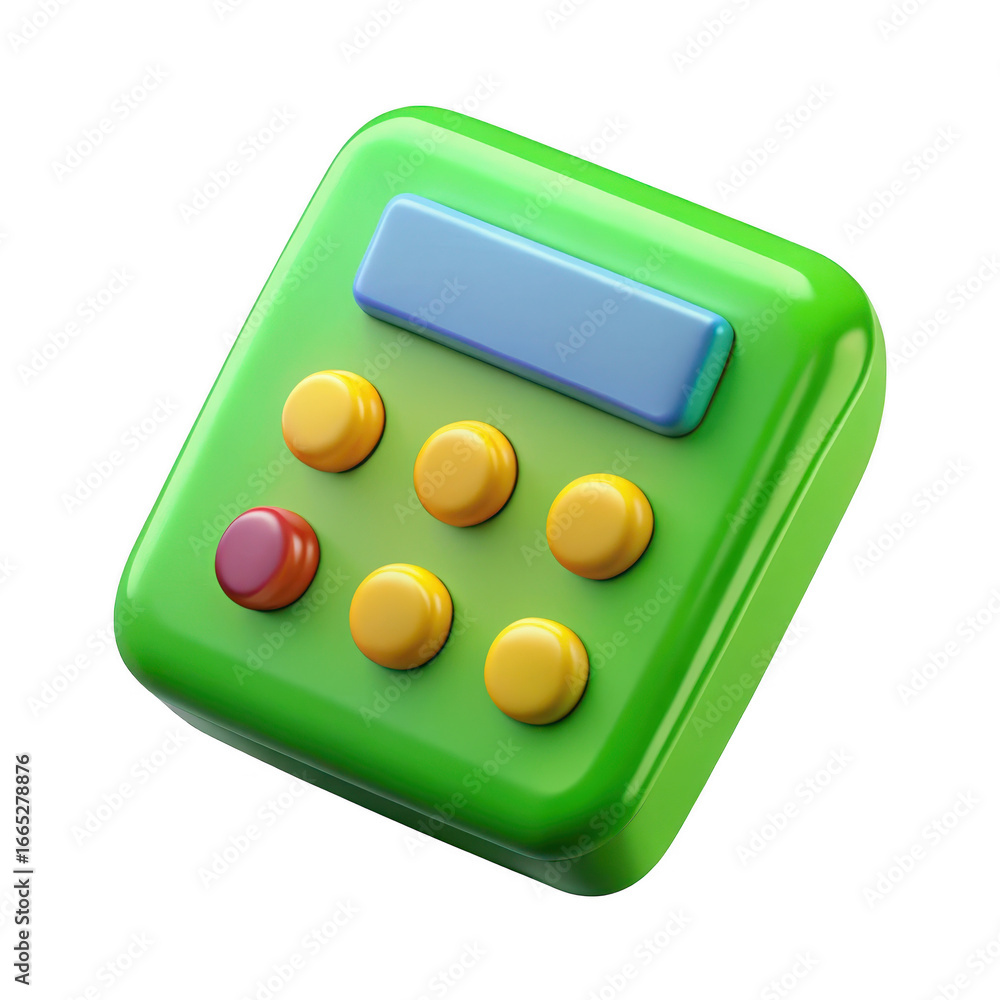Aufkleber 3d cartoon calculator with colorful buttons and screen display transparent background