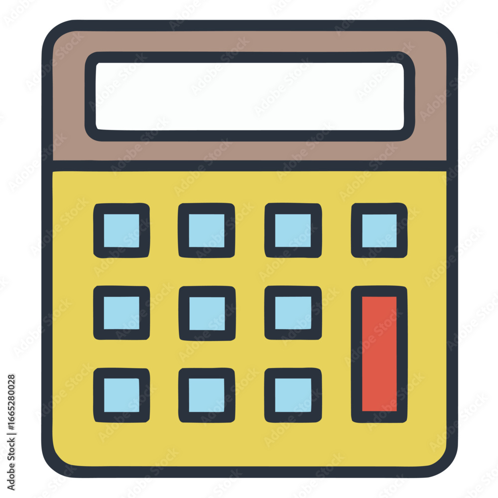 Aufkleber vector illustration calculator app icon with a digital screen and buttons on a white background