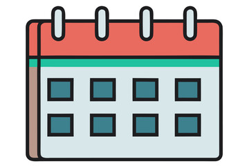Vector calendar icon with a white paper page showing a single date and a red holiday symbol for daily event reminders and appointment agenda