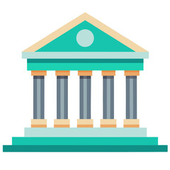 Vector illustration of a bank icon and building architecture symbol