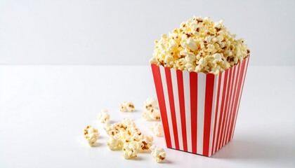 Popcorn in a striped red and white box