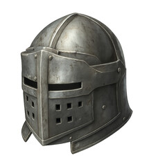 Medieval Knight Helmet &ndash; Realistic Steel Armor Headgear on Transparent Background
