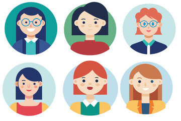 Flat design vector illustration of diverse business people icons set