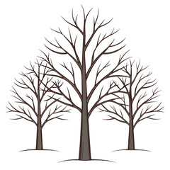 Obraz premium A cluster of small winter trees isolated on white background isolated on transparent background