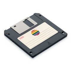 Floppy disk retro storage device isolated on pure white background