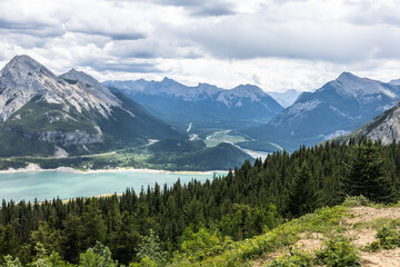 Scenic Mountain and Forest Landscape with Barrier Lake in Kananaskis Country