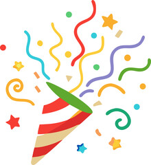 Party popper with ribbons celebration vector isolated on white background isolated on transparent background