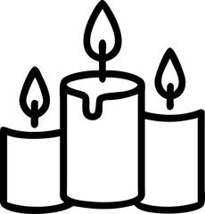 A group of three decorative candles isolated on white background isolated on transparent background