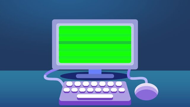 A retro-style computer with a green glowing screen, symbolizing digital technology, coding, and early computing aesthetics in a nostalgic theme