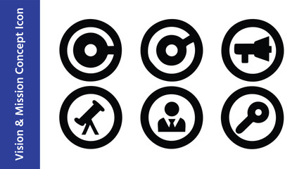 Vision and Mission Concept Icon Set Telescope & Target Vector