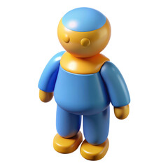 Charming 3d cartoon character with exaggerated features and blue overalls