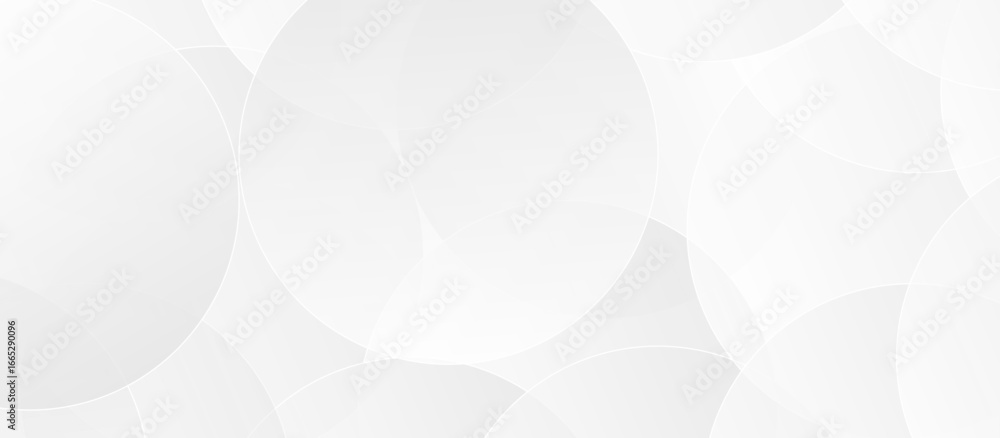 Poster abstract white and gray overlap circle geometric technology pattern. minimal rectangle randomly arra