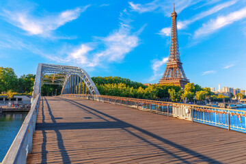 Eiffel Tower, view from Debilly footbridge over the Seine, Paris, France