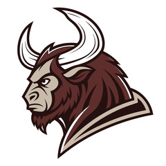 Obraz premium Minotaur Mascot Logo Vector, Horned Warrior Head Esports Icon Transparent