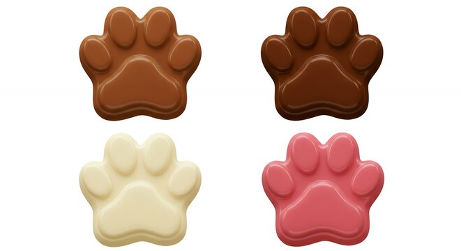 Assorted colorful paw print chocolates