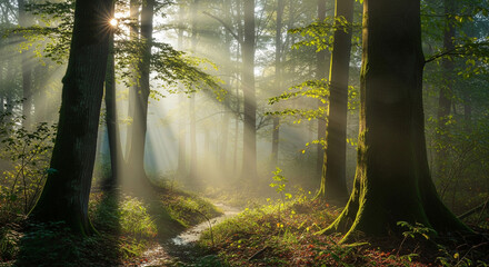 Woman interacting with a holographic screen in a busy, modern office