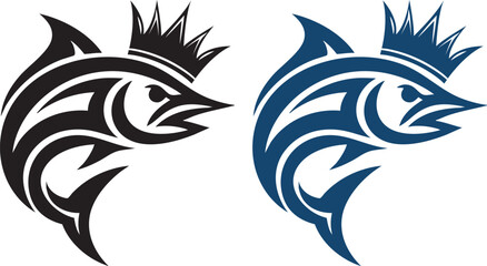 Vector Logo Design of King Fish with Crown