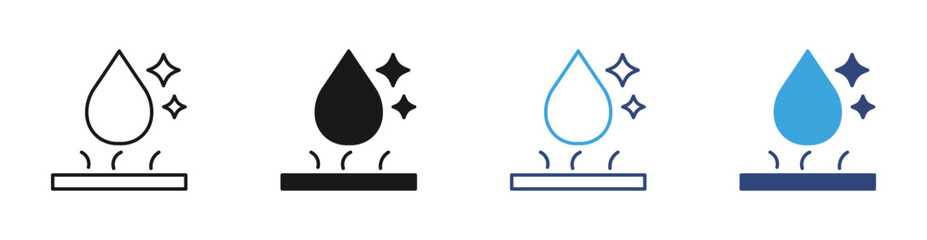 Water repellent surface icon set , Waterproof icon vector illustration . 