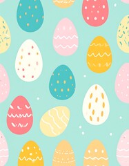 Easter egg pattern on mint background