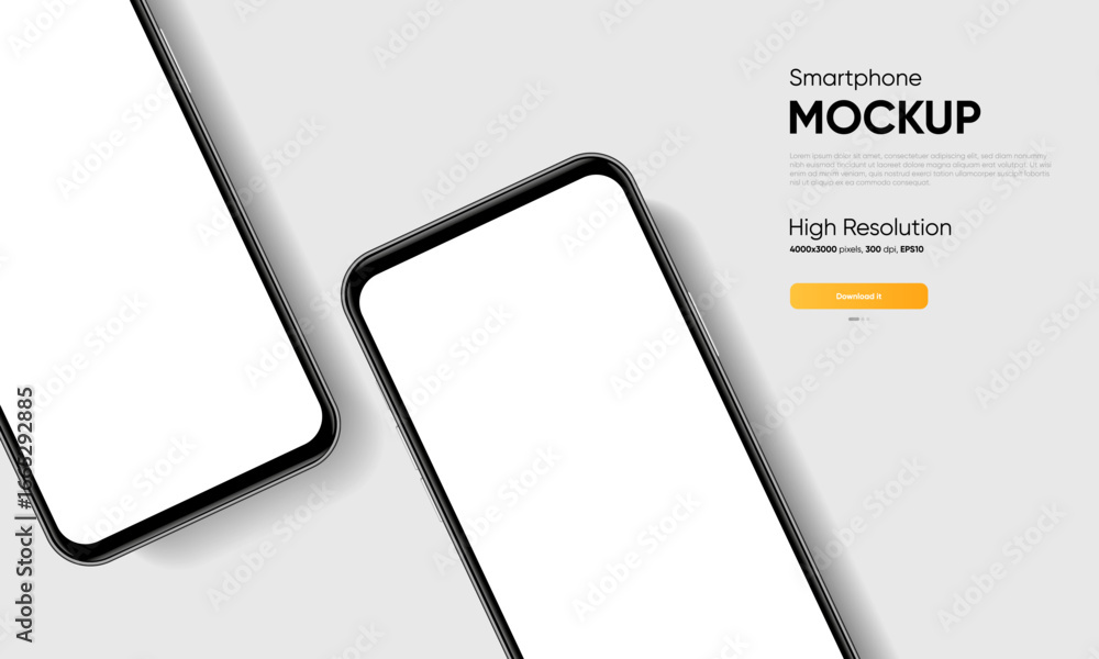 Poster realistic smartphone mockup. mobile phone vector with isolated on white background. device front vie