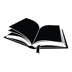 Open book with ribbon bookmark revealing knowledge wisdom and learning symbols for education and literacy concepts silhouette