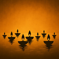 ducks at sunset lamps  illustration design and happy Diwali 